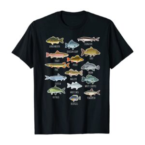 Types Of Freshwater Fish Species Fishing T-Shirt