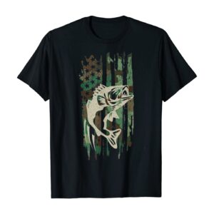 Camouflage American Flag Bass Fishing T-Shirt