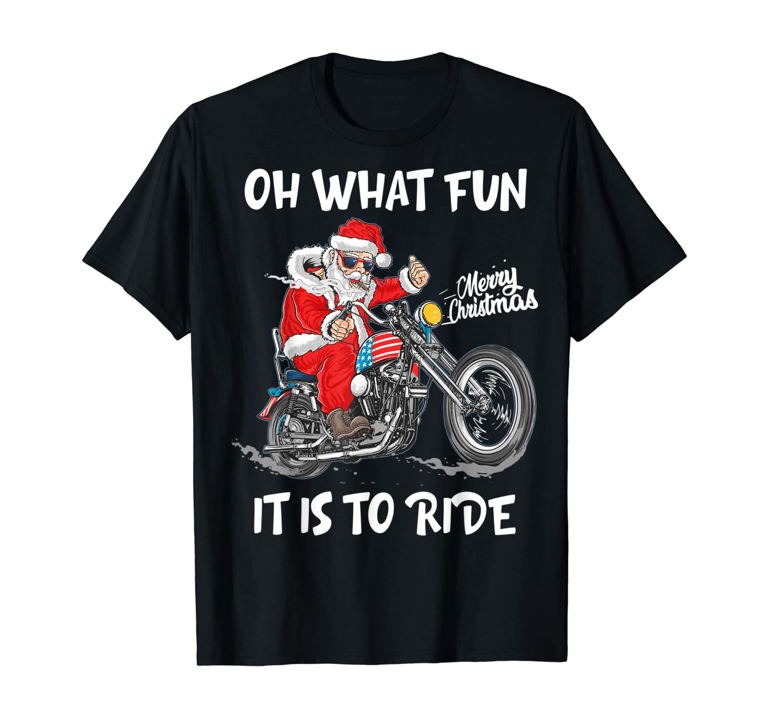 Biker Santa Motorcycle Fan Merry Christmas Xmas Holidays T-Shirt