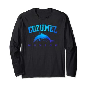 COZUMEL MEXICO Beach Vacation Scuba Diving Dolphin Graphic Long Sleeve T-Shirt
