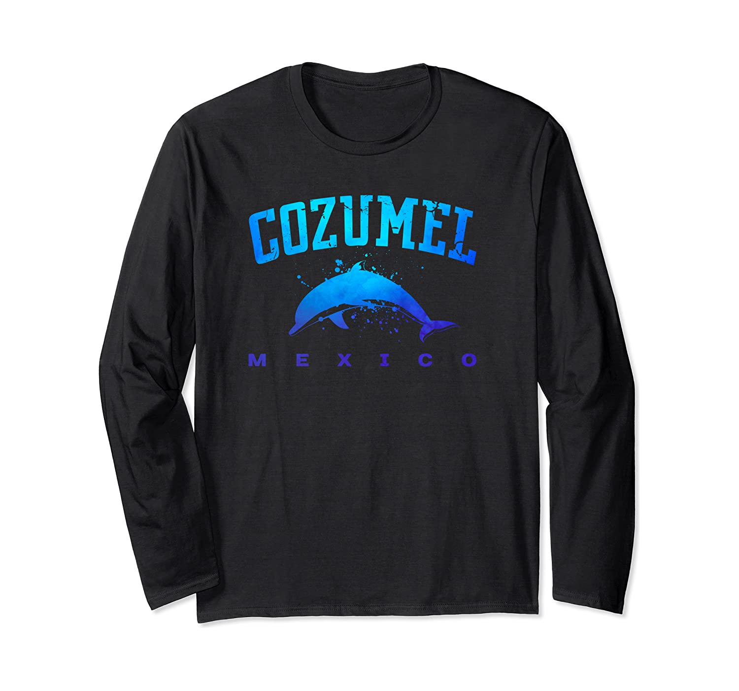 COZUMEL MEXICO Beach Vacation Scuba Diving Dolphin Graphic Long Sleeve T-Shirt