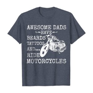 Funny Beard Shirt Awesome Dad Beard Tattoos and Motorcycles