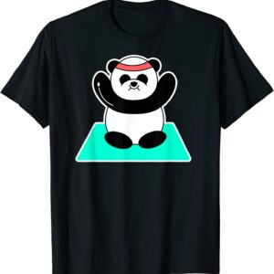Panda Yoga T-Shirt Funny Bear Cute Headband Mat Tee