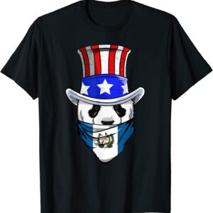 Guatemalan Panda Bear in Guatemala Bandana Flag T-Shirt