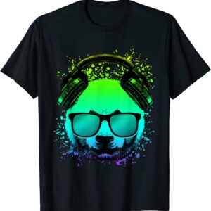 Trippy DJ Bear Gift Ravers Techno House | Psychedelic Panda T-Shirt