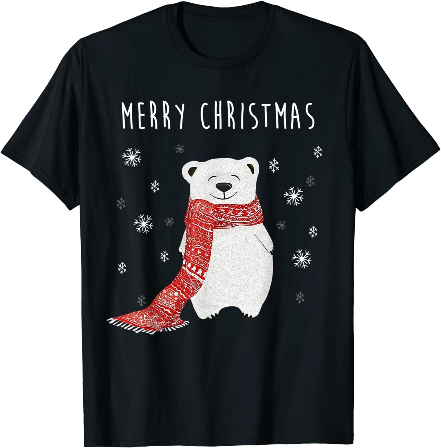 Cute Polar Bear Scarf Merry Christmas Xmas Holidays Gift Tee T-Shirt