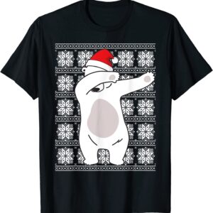 Ugly Christmas Sweater Polar Bear Santa Hat Dabbing Gifts T-Shirt