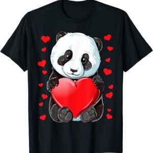 Panda Heart Valentines Day Boys Girls Women Men Bear Lover T-Shirt