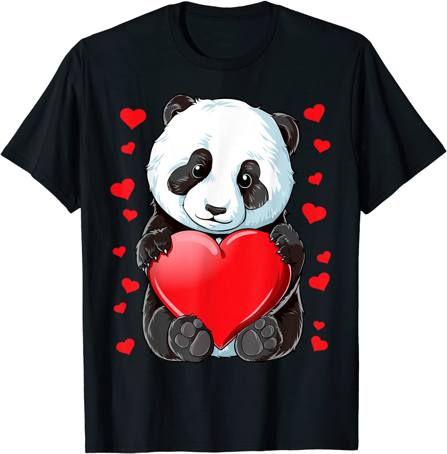 Panda Heart Valentines Day Boys Girls Women Men Bear Lover T-Shirt