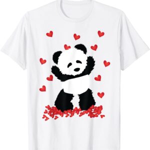 Panda with Hearts - Valentines Day Women and Girls T-Shirt