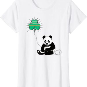 Panda Bear St. Patrick's Day T Shirt Kids Shamrock Balloon